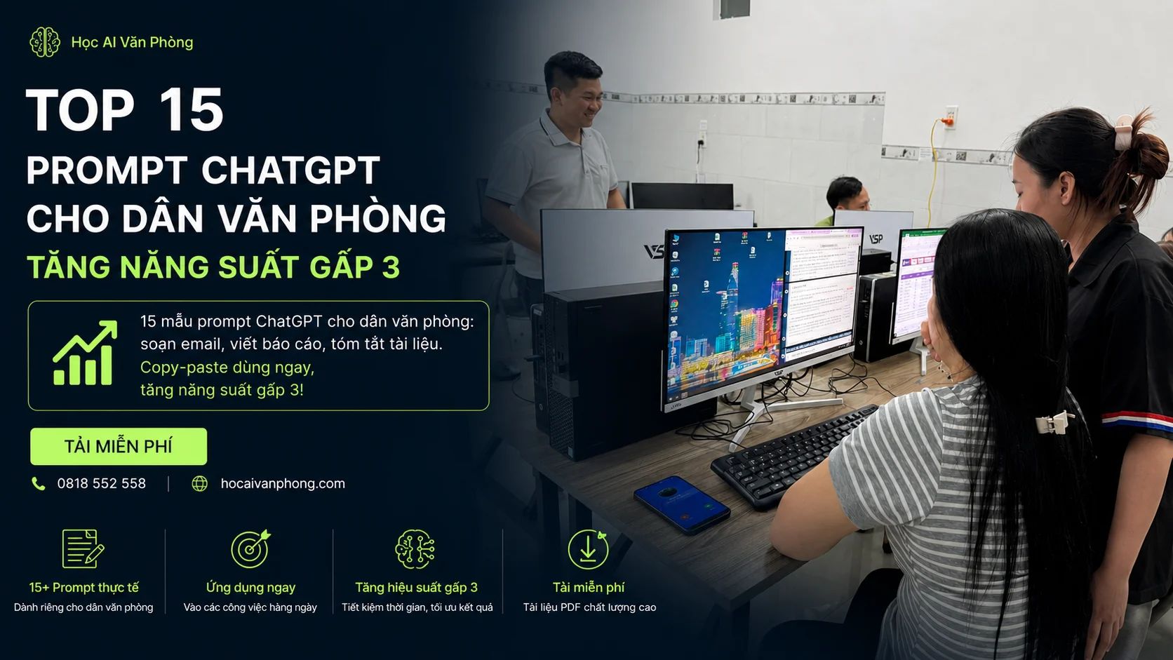 TOP 15 PROMPT CHATGPT CHO DÂN VĂN PHÒNG TĂNG NĂNG SUẤT GẤP 3
