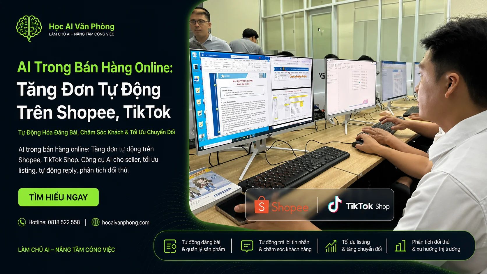 AI Trong Bán Hàng Online: Tăng Đơn Tự Động Trên Shopee, TikTok