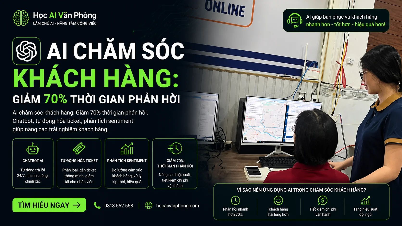 AI Chăm Sóc Khách Hàng: Giảm 70% Thời Gian Phản Hồi